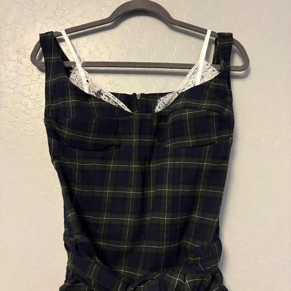 Innovare denim Ceyhun Grid Plaid Fringe Spaghetti Mini Dress size medium NEW - Picture 6 of 15